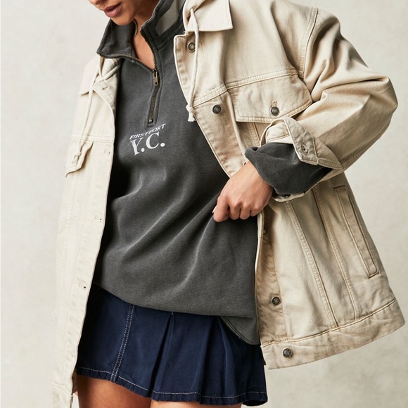 We the free flawlesss hooded denim jacket - Picture 1 of 4